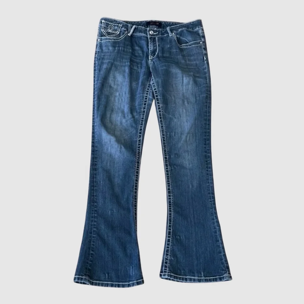 Seven7 Jeans Blue Bootcut Rhinestone Size 12 - Picture 4 of 13